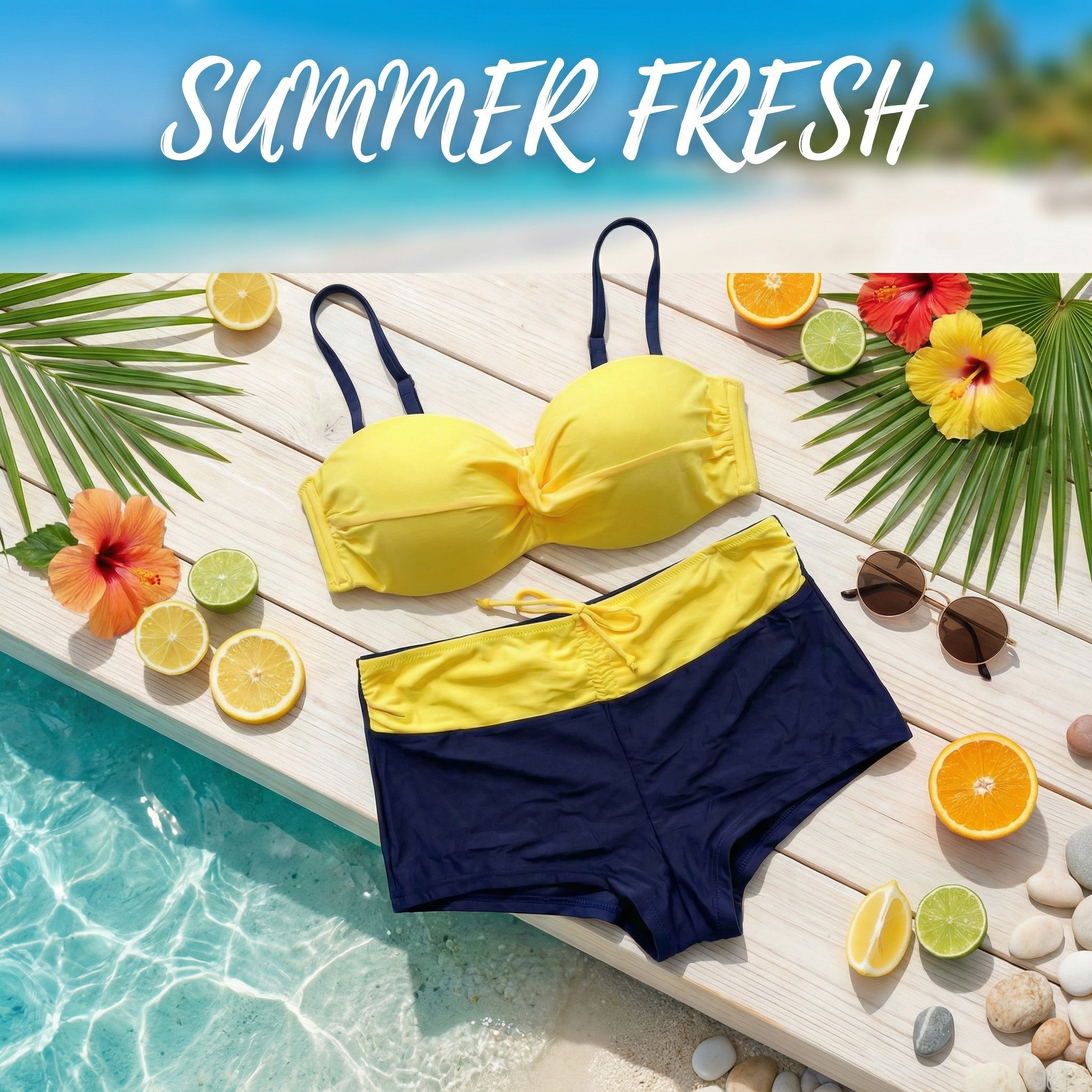 Дамски бански с шорти