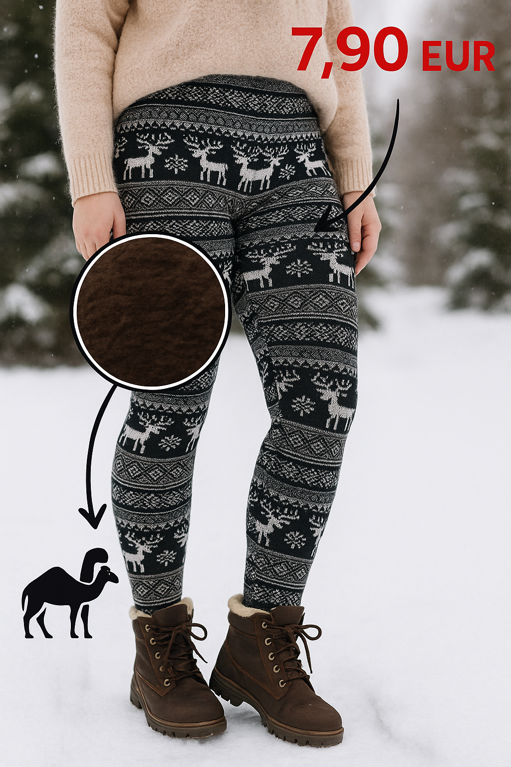 Вълнен клин с коледни мотиви