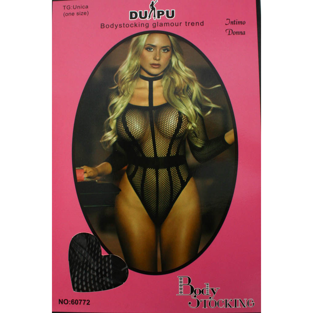 Мрежесто боди с дълги ръкави