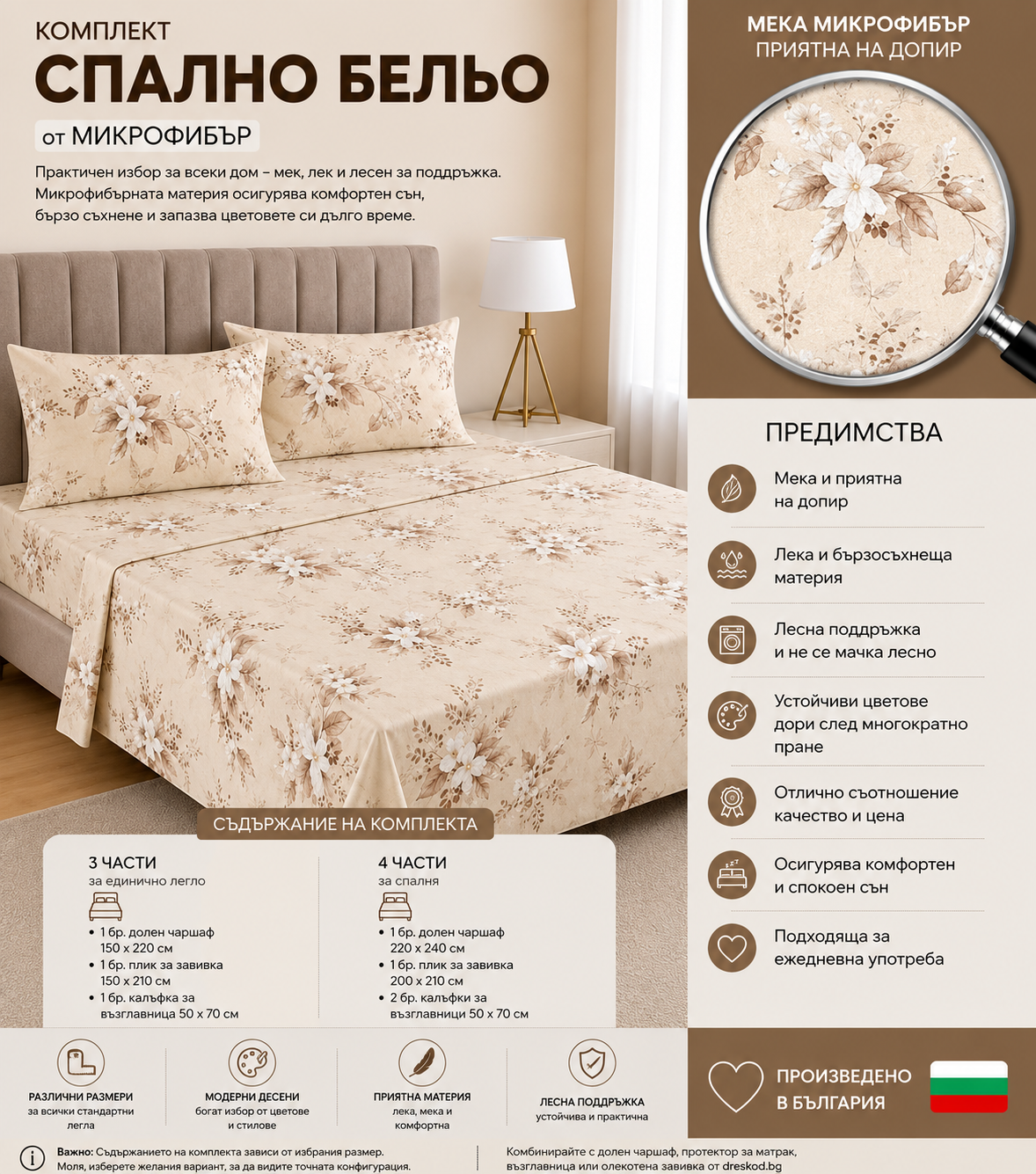 Постелъчен спален комплект Микрофибър