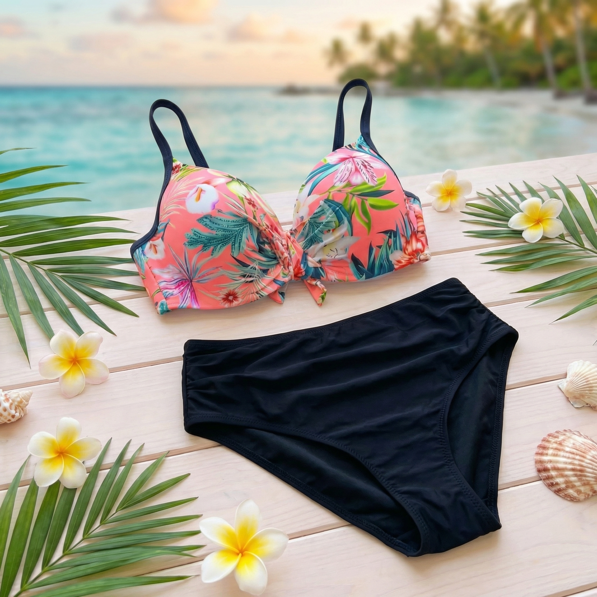 Цветен бански от две части