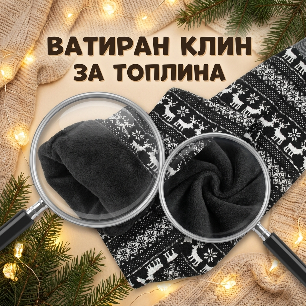 Вълнен клин с коледни мотиви